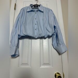 Light Blue Women's Bottom Down Blouse